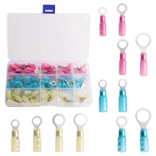 112PCS Heat Shrink Ring Connectors for DIY Wiring Repairs