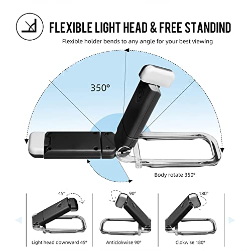 EGWASER Portable USB Rechargeable LED Clip-on Book Light for Eye-Protection, 3 Brightness Adjustable Dimmable Bookmark Light for Reading in Bed (Black) - color: 1-Pack Black