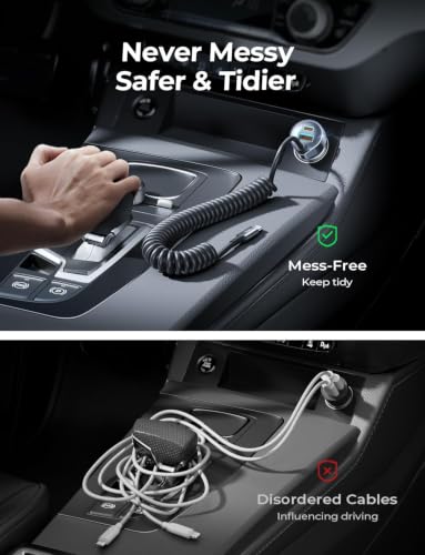LISEN 90W USB C Car Charger for iPhone 17/16/15 Series - color: Black-90inch