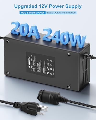 ALITOVE AC to DC Converter 110V to 12V 20.8A 250W(Pro Max) Car Plug to Wall Plug Adapter 120V AC to DC 12 Volt 20A 15A 10A Power Supply Adapter for Car Refrigerator Tire Inflator Vacuum Cleaner - size: 20A(250W Pro Max)