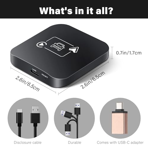 Wireless CarPlay Adapter 2 IN 1 Plug and Play Wired to Wireless Car Play Adapter Android Auto Dongle, Aux Compatible All Car Models Smart Carplay Box Support iPhone 6+/iOS 10+/Android 11.0+