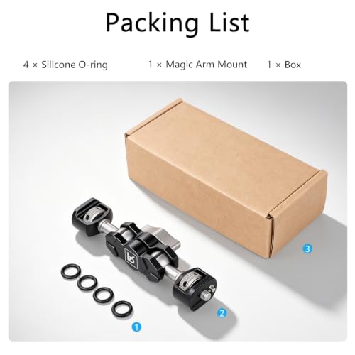 ARTCISE Magic Arm Mount, Double 1/4" 20 Screw Camera Extension Bracket with Anti-Twist Pin, 360° Adjustable Aluminum Articulating Arm, Max 13.2LB Load for DSLR, LED Light, Flash, Action Camera & Cage