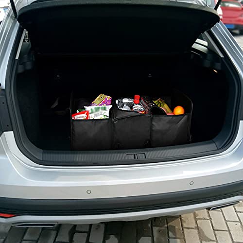 8sanlione Car Trunk Organizer, 3 Compartments, Insulated Section, Black - color: Black3