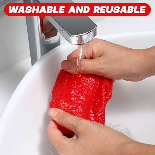 Baderke 10 Pcs Windshield Cleaner Tool Car Window Cleaning Supplies with Extendable Handle Include 6 Washable Microfiber Bonnets 2 Empty 60ml Spray Bottle Glass Wiper Kit(Red) - color: Red