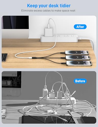 3 in 1 USB C Splitter Charge Cable, Type C Female to 3 Type C Male Charging Cable (Only for Charging, Can't Transmit Data) - style: 1 in 3 out