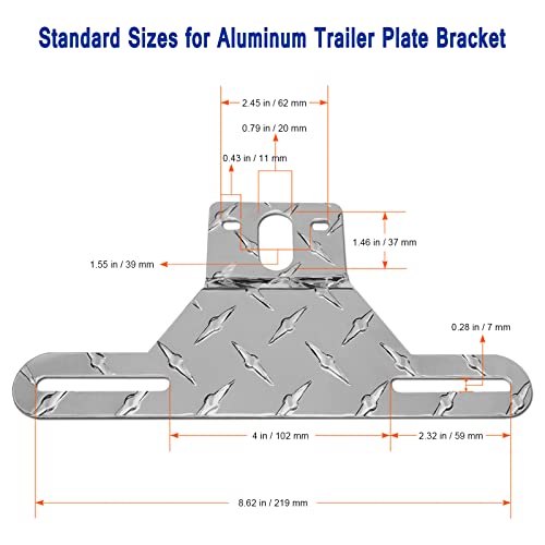 Aootf Trailer License Plate Bracket, Aluminum Holder & Silicone Frame - color: Black
