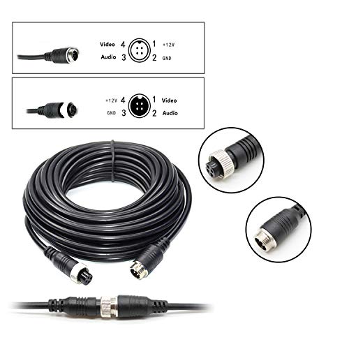 65FT 20M Car Video Extension Cable 4Pin Aviation for CCTV Rearview Camera Truck Trailer Camper Bus Motorhome Vehicle Backup Monitor Waterproof Shockproof System - color: 4Pin Aviation cable 65ft