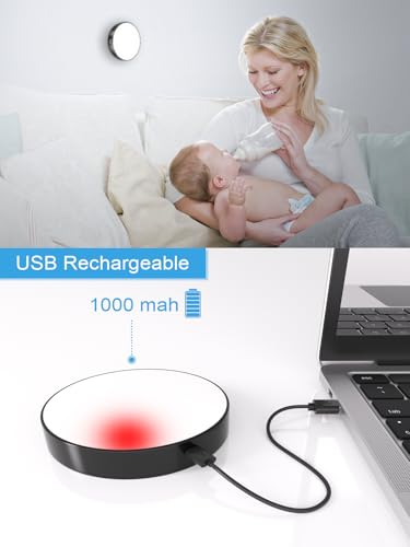 WILLED Tap Light Rechargeable, 6000K Dimmable Touch Light Buit-in 1000mAh Large Battery, Stick on Closet Light, Portable LED Puck Night Lights for Cabinet, Wardrobe, Counter, Kitchen, Bedroom (2 Pack) - color: Black