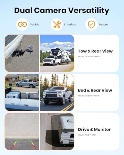 AUTO-VOX Dual Solar Wireless Magnetic Backup Camera, 2-Min Easy Install - size: 2 Cam Standard