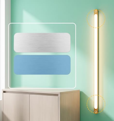 10 Pack Metal Plate for Magnets, Adhesive Iron Strips Sticker for Magnetic Under Counter Lighting, Rechargeable Motion Sensor Light Mounting Plates, Silver 2.8 × 1.0 inches