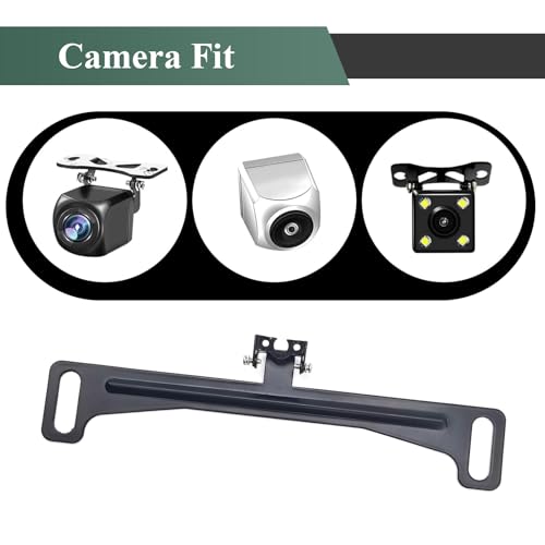 Car License Plate Camera Mount, Car Rear View Camera License Plate Bracket, Full Stainless Auto Backup Camera Licenses Plate Holder, Universal Auto License Plate Installation Holder (Black)