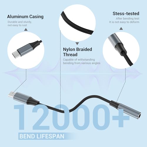 10PCS USB C to 3.5mm Female Headphone Jack Adapter - color: Grey, size: 4.6 IN-10PCS