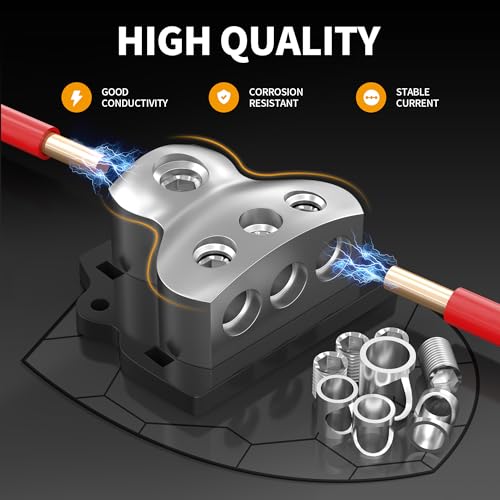 RVBOATPAT 3 Way Power Distribution Block Car Audio Splitter 1 x 0 Gauge in / 3 x 4 Gauge Out Ground Distribution Block Amp for Automotive Car Boat 2 Pack - style: 3 Way