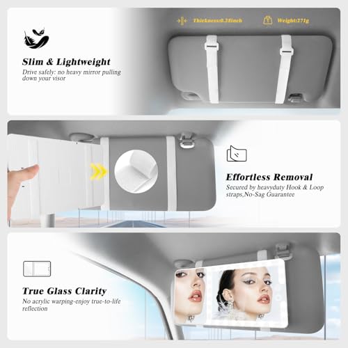 Car Visor Mirror with Lights & 20X Magnification, Universal Fit - color: 1pcs-White