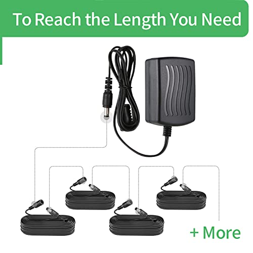 6.6FT 2M DC Power Extension Cable 5.5mm x 2.1mm,for CCTV Camera IP WiFi Camera,DVR,LED Strip,DC Power Supply Adapter Extender Cable,Black (Pack of 2) - size: 6.6FT
