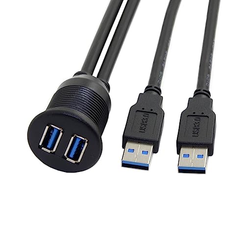 chenyang USB 3.0 Dual Port Flush Mount 2 Male to 2 Female Extension Cable for Car Dashboard Panel Mount - color: Dual Port Male to Female with Waterproof