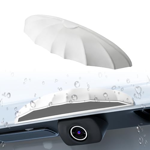 Universal Car Backup Camera Rain Shield, Reversing Camera Anti-Rain Cover, Non-Destructive Adhesion, Silicone Protection Cover Compatible with Most Vehicle (White) - color: White