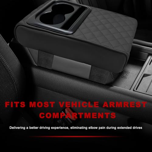 Car Center Console Armrest Pillow, Memory Foam Armrest Box Cover with Cup Holder & Phone Holder, Waterproof Arm Rest Cushion Middle Console Protector for Most Cars (Stitch) - color: Stitch