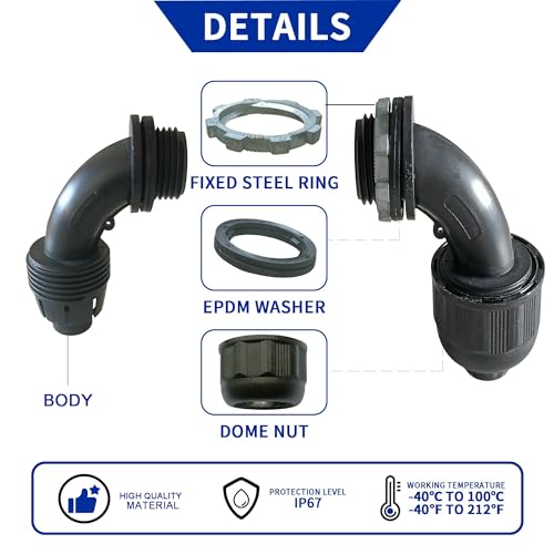 (1/2" Dia * 50 Feet) Yariwiz Black Special Extra Flexible Electrical Conduit Liquid Tight PVC Conduit Kit with 5 PCS Coupling, 3 PCS Elbow and 10 PCS Strap, Sealtight Seal Flex Liquidtight Wire - style: 1/2 inch-50ft-Kit