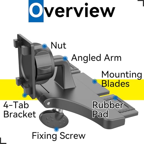 CD Slot Car Mount for Portable CarPlay Screens, Adjustable Angles, Low Profile and Sleek, Integrated Mounting Solution for in-Car Android Display Monitors (4-Tab Bracket Mount) - style: 4-Tab Bracket Mount