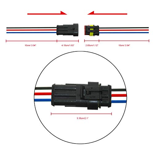 MUYI 5 Kit 3Pin Way Electrical Connectors 18AWG Waterproof Wire Connectors - style: 3pin (5sets)
