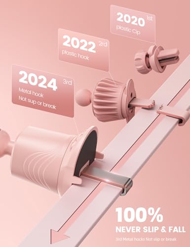 Lamicall 2026 Wider Clamp & Metal Hook Car Phone Holder Vent Accessories - color: NEW Upgraded - Pink