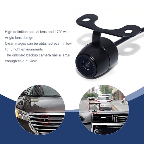 Car Reversing Camera, 170 Degrees HD Wide-Angle Rear View Camera with Bracket Wire Harness, IP68 Waterproof Night Vision Reverse Assist Tool, Universal for Most Vehicles (Black)