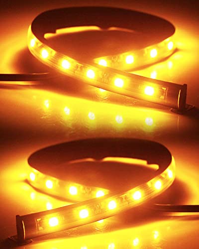 Keiurot 12V Led Light Strip for Car Motorcycle Golf Cart 12.5In Amber 4Pack - color: Amber Led Strip