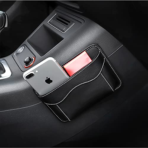 Osilly Car Seat Side Pocket Organizer, PU Leather Pen Phone Sunglasses Holder Tray Pouch Seat Gap Filler, Mini Storage Bag Car Interior Accessories for Auto Seat Door Window Console (Beige)