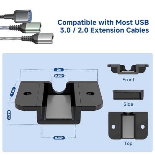 Under Desk USB Extension Cable Holder, Compact Acrylic Bracket