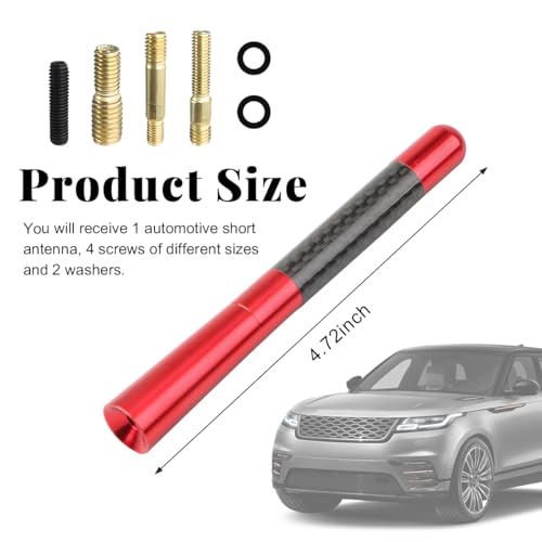 Car Short Antenna, 4.72" Aluminum Radio Antennas Replacement, Carbon Fiber Antenna Kit with Screws, AM/FM Roof Mount Car Radio Reception Antennas Mast for Most Cars SUVs (Red) - color: Red, size: 4.72"