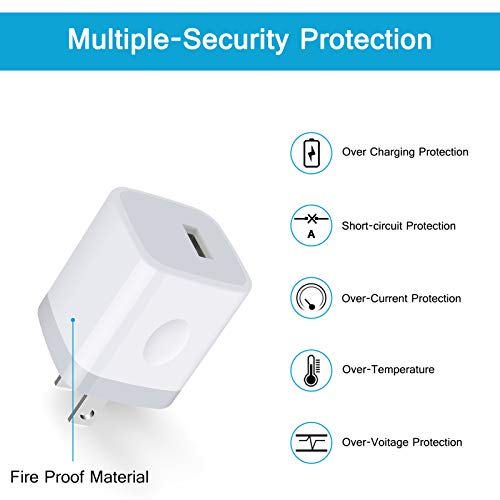 USB Plug Wall Adapter,1A/5V Single Port Wall Charger Block Charging Cube - color: White