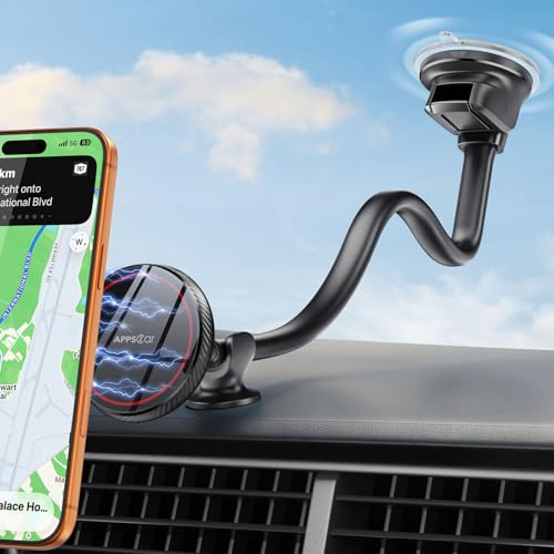 APPS2Car Cell Phone Car Mount for MagSafe, 14'' Windshield Phone Mount - color: Black