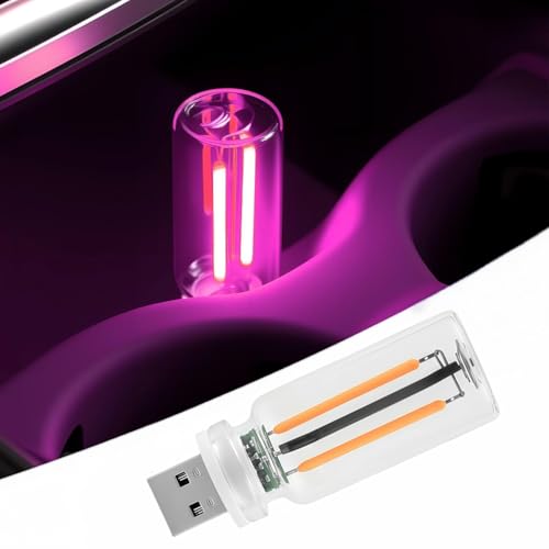 LED Car Interior Light, Touch Control USB Night Lamp, Retro Style Ambient Lighting for Auto, Bedroom, Desk (Purple Light)