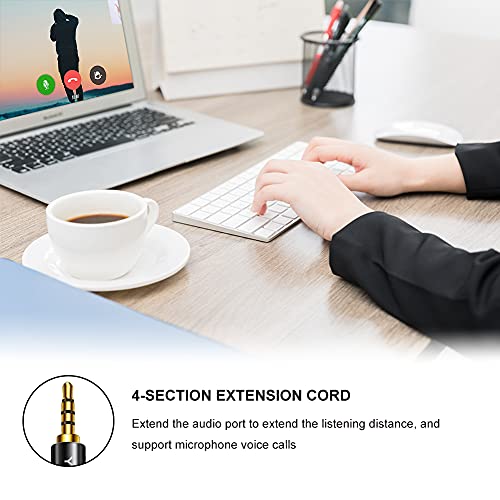 Headphone Extension Cable 3 ft, 4 Pole Nylon Braid 3.5mm TRRS Male to Female Lossless Stereo Audio Adapter Extension Cable for Tablet/PC/ PS4 and More (3FT/1M) - size: 3 ft
