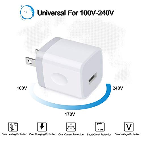USB Plug Wall Adapter,1A/5V Single Port Wall Charger Block Charging Cube - color: White