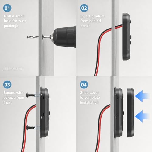 72W 12V RV USB Outlet 3 Port Wall Mount Quick Car Charger Waterproof - color: Dark Black, size: 1P