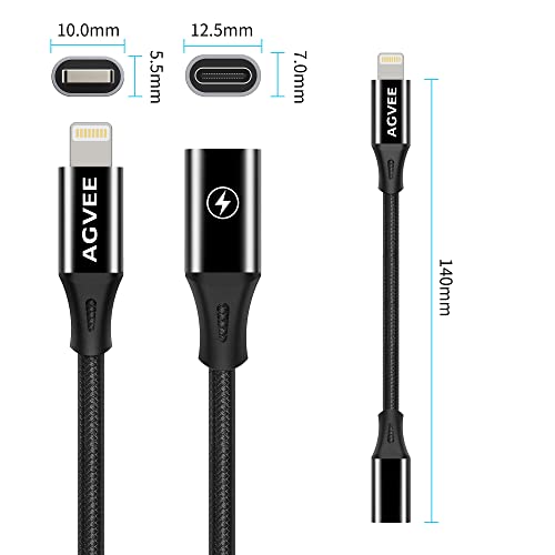 AGVEE 4 Inch USB-C Female to Lightning Male 30W Charging Adapter - color: Black, size: 4 Inch