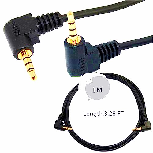 3.5mm Audio 4Pole Male Cable Dual 90Degree Stereo Headphone3.28ft