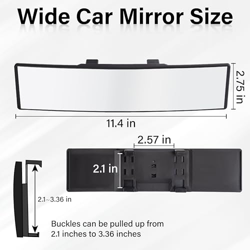 Rear View Mirror, Universal 11.4 Inch Interior Extended Rear View Mirror - color: White
