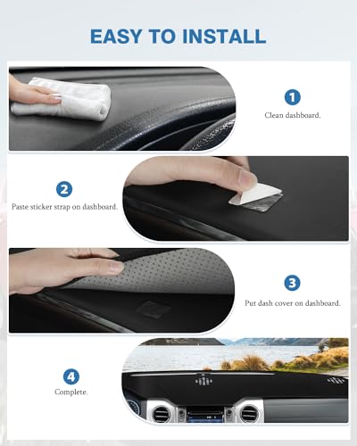 FIILINES Dash Cover for 1973-1979 Ford F100/F150/F250/F350/Bronco Pickup Truck Accessories, Dashboard Mat Dashboard Pad Carpet Dash Mat Sunshade Non-Slip Polyester Protector No Glare Black - size: For F100/F150/F250/F350/Bronco 1973-1979