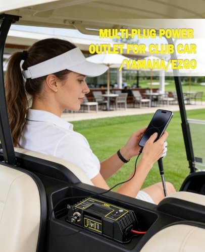 UNIGT Golf Cart USB Charging Port, 12V Cigarette Lighter Adapter & QC 3.0 USB Phone Charger & 2 XT60 Port, Safe Charging Easy Installation, Multi Plug Outlet for Club Car/Yamaha/EZGO