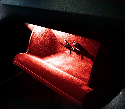iJDMTOY Brilliant Red LED Compartment Glove Box or Footwell Lights Compatible with Volkswagen Jetta GTI Altas CC Eos, Powered by 3W 18-SMD LED Lights, Replace OEM Incandescent Lamps - style: Red