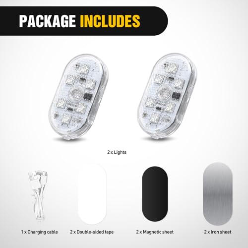 Nilight 2 PCS 7 Colors Wireless Magnetic RGB LED Interior Lights - color: 7 colors wireless-2 PCS