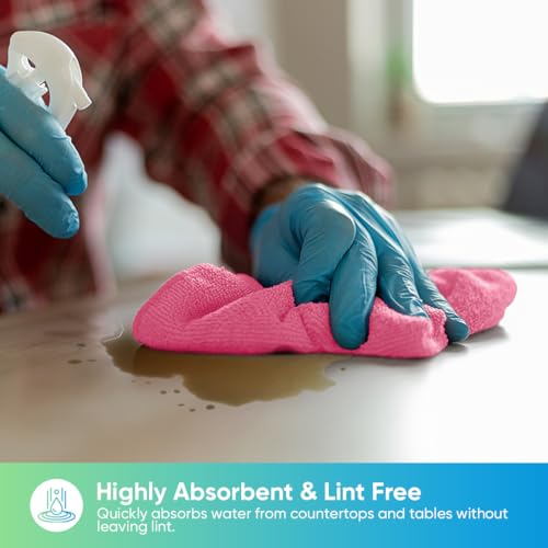 HOMEXCEL 24PK Microfiber Cleaning Cloth, Cleaning Rag for Home, 11.5x11.5in - color: Pink