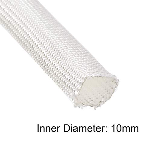 uxcell Insulation Braid Sleeving, 16.4Ft-10mm High TEMP Fiberglass Sleeve White - color: White, size: 10mm