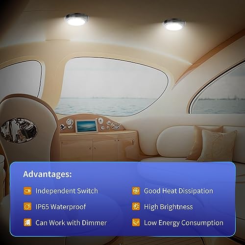 RVZONE 12V Marine Boat Dome Light,7" Stainless Steel LED Cabin Light - size: 7 Inch Stainless Steel Base/White & Red Light