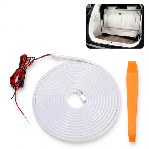 13.12Ft Car Trunk LED Light Strip, Auto Trunk On Off Sensor Ambient Lamp, Flexible Cuttable PVC Waterproof Cargo Lighting, Universal for Most Cars, SUVs, Vans (White) - color: White
