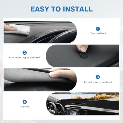 FIILINES Dash Cover for 2013-2018 Toyota RAV4 (LHD), Dashboard Mat Interior Accessories Exact Fit for RAV4 Dashboard Pad Carpet Dash Mat Sunshade Non-Slip Polyester Protector No Glare Black - size: For RAV4 2013-2018