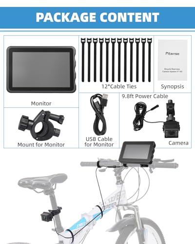 Fitense Bike Camera 360° Rotatable 5" 1080P 10000mAh Rear View Monitor - size: 5'' HD/10000mAh
